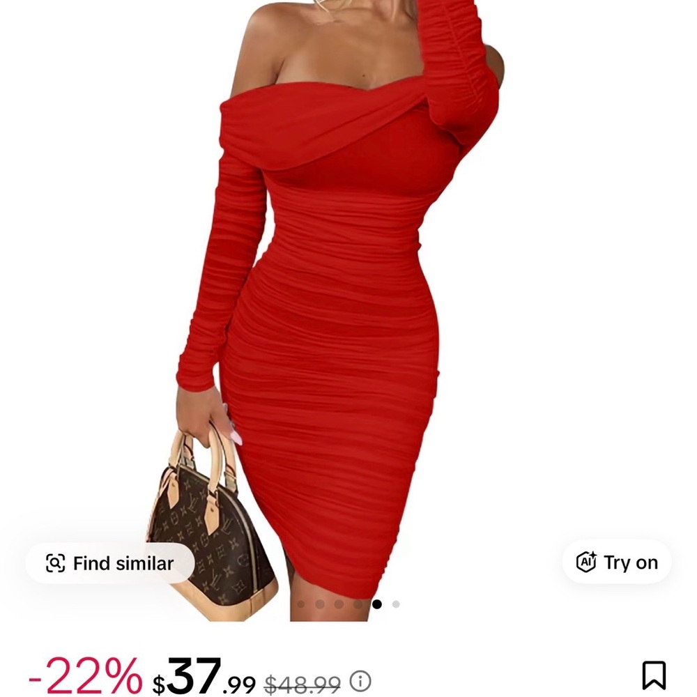 Red Off-Shoulder Ruched Bodycon Dress